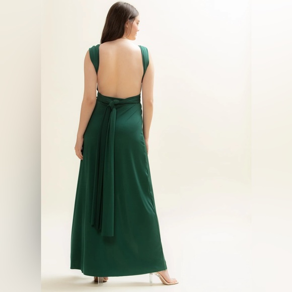 Twobirds Slit Dress in Forest Green - Picture 2 of 6